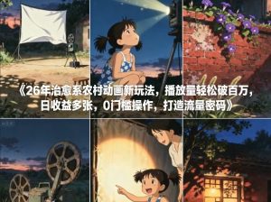 26年治愈系农村动画新玩法,播放量轻松破百万,日收益多张,0门槛操作,打造流量密码-知乎者也