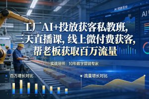 工厂AI+投放获客私教班,三天直播课,线上微付费获客,帮老板获取百万流量-知乎者也