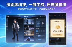 漫剧黑科技,一键生成,原创度拉满,撸爆视频号分成计划,小白轻松月入3k+-知乎者也