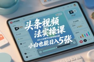 头条视频玩法实操课,从0-1全细节头条所有问题,小白也能日入5张-知乎者也