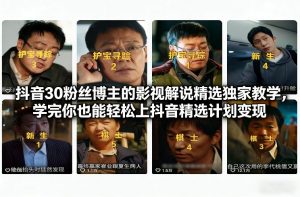 抖音30万粉丝博主的影视解说精选独家教学,学完你也能轻松上抖音精选计划变现-知乎者也