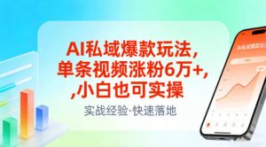 AI私域爆款玩法,单条视频涨粉6W+,小白也可实操-知乎者也
