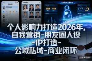 个人影响力打造2026年,自我营销-朋友圈人设-IP打造-公域私域-商业闭环-知乎者也