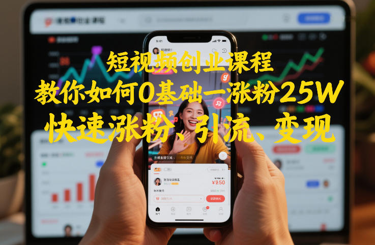 短视频创业课程,教你如何0基础一天涨粉25W,快速涨粉、引流、变现-知乎者也