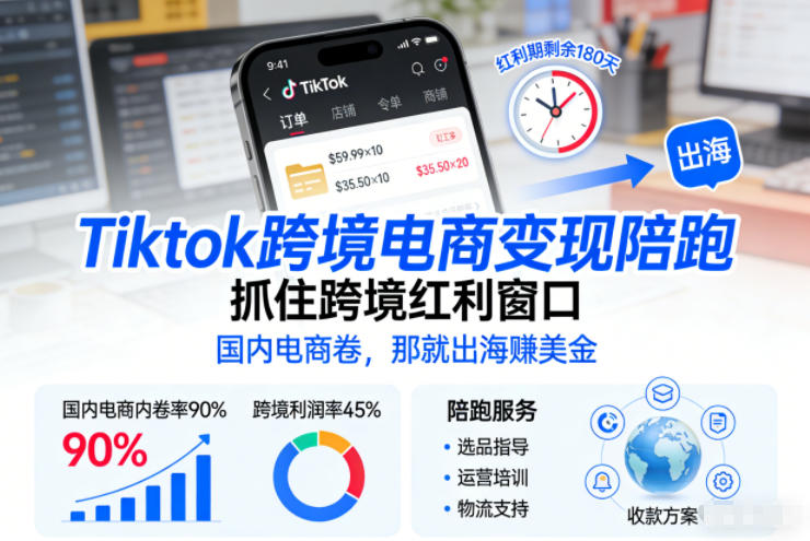 Tiktok跨境电商变现陪跑,抓住跨境红利窗口,国内电商卷,那就出海賺美金-知乎者也