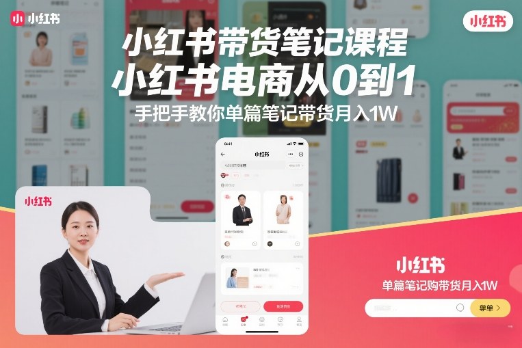 小红书带货笔记课程,小红书电商从0到1,手把手教你单篇笔记带货月入1W-知乎者也