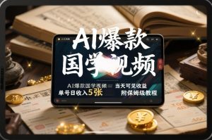 AI爆款国学视频,独家起号方法,小白直接上手,当天可见收益,单号日收入5张+附保姆级教程-知乎者也