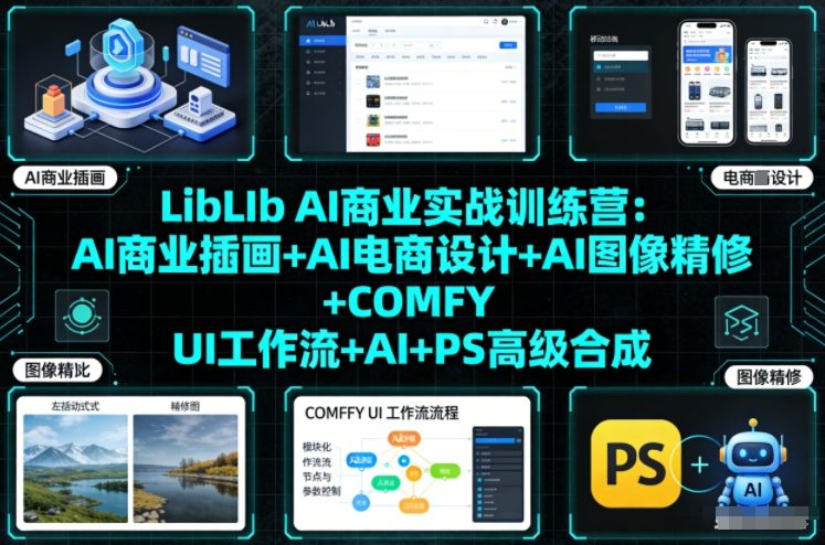 LibLIb AI商业实战训练营：AI商业插画+AI电商设计+AI图像精修+COMFY UI工作流+AI+PS高级合成-知乎者也