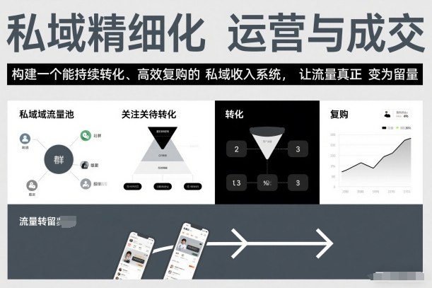 私域精细化运营与成交,构建一个能持续转化、高效复购的私域收入系统,让流量真正变为留量-知乎者也