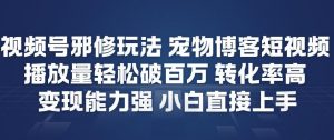 视频号邪修玩法宠物博客短视频,播放量轻松破百万,转化率高,变现能力强,小白直接上手-知乎者也