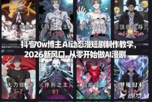 抖音70w博主AI动态漫短剧制作教学,2026新风口,从零开始做AI漫剧,普通人也能月入过W-知乎者也