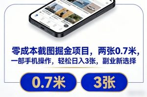 零成本截图掘金项目,两张0.7米,一部手机操作,轻松日入3张,副业新选择【揭秘】-知乎者也