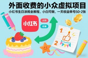 外面收费的小众虚拟项目,小红书生日涂鸦全教程,小白可做,一天收益单号50-2张-知乎者也