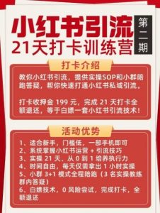 小红书引流21天打卡训练营第二期,助你快速打通小红书私域引流打粉-知乎者也