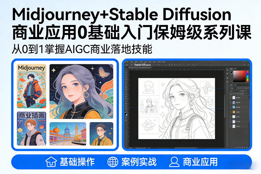 AIGC商业应用Midjourney+Stable Diffusion教程,0基础入门保姆级系列课-知乎者也