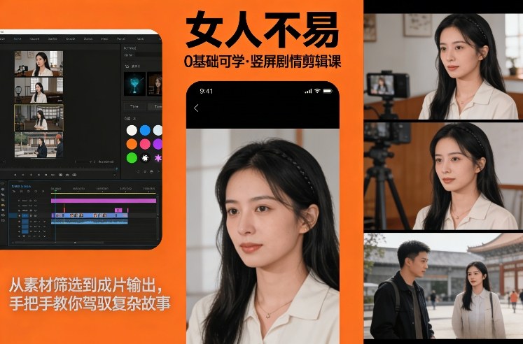 0基础可学!《女人不易》竖屏剧情剪辑课,从素材筛选到成片输出,手把手教你驾驭复杂故事-知乎者也